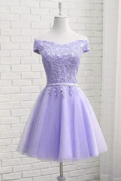 Simple Tulle And Lace Knee Length Party Dress , Formal Dresses , Party Dress