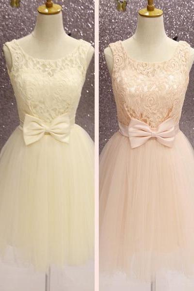 Lovely Tulle Short Formal Dress With Bow, Cute Party Dress