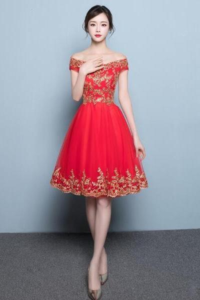 Style Red Tulle Homecoming Dress , Red Party Dress