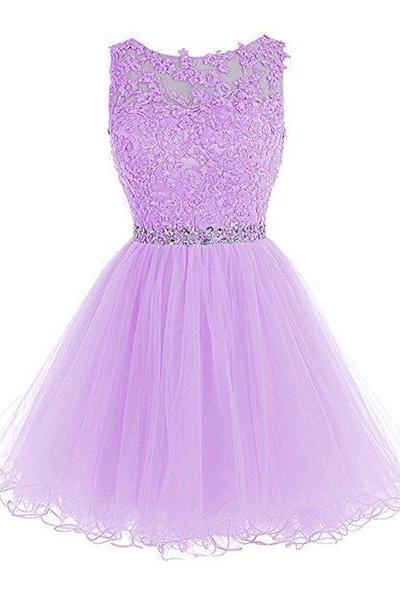 Light Purple Short Party Dress, Tulle Homecoming Dress
