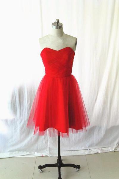 Beautiful Red Tulle Simple Homecoming Dress, Red Party Dress
