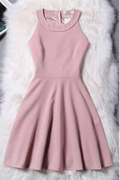 Chiffon Short A-line/princess Evening Dresses, Pink Sleeveless Homecoming Dress
