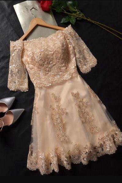 Cute Lace And Tulle Short Junior Prom Dress, Homecoming Dress