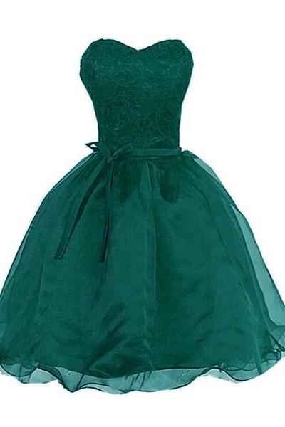 Beautiful Organza Knee Length Sweetheart Formal Dress, Cute Teen Formal Dress