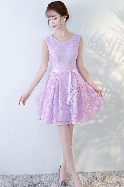 Beautiful Lavender Lace Short Homecoming Dress, Lovely Formal Dress