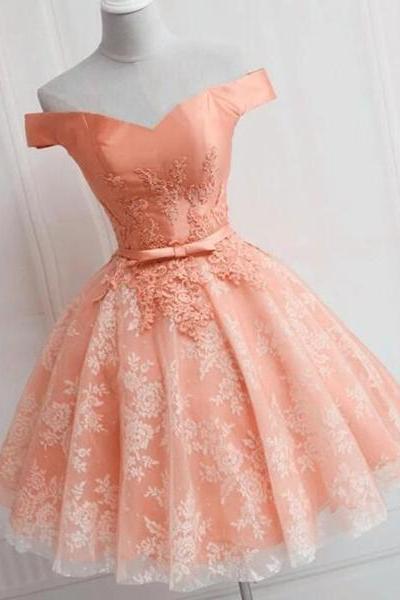 Cute Off The Shoulder Short Homecoming Dress, Lovely Prom Dress