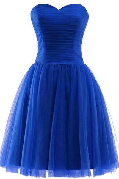 Blue Short Sweetheart Simple Party Dress, Blue Prom Dress