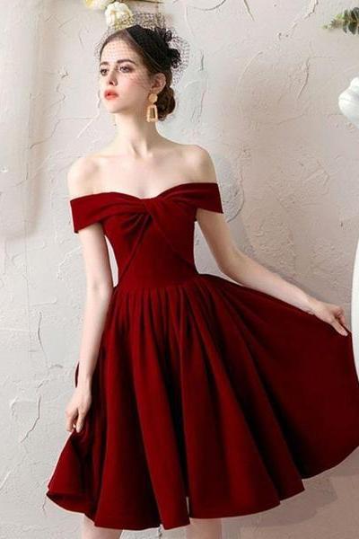 Lovely Sweetheart Wine Red Velvet Short Party Dress, Dark Red Velvet Prom Dress Homecoming Dress