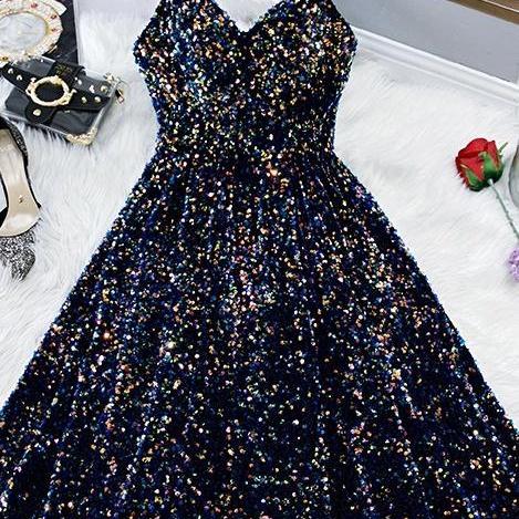 Glitter Spaghetti Straps Cute Short Prom Dresses Tight Tea Length ...
