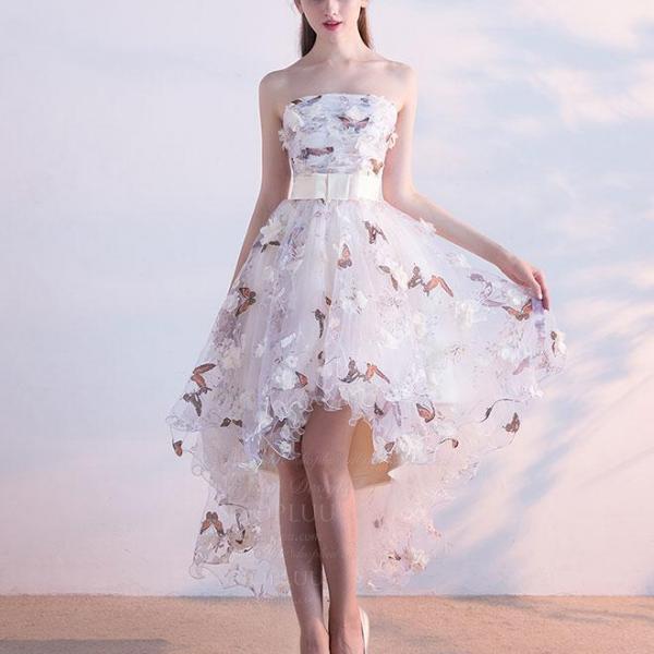 Unique tulle lace short prom dress,tulle homecoming dress
