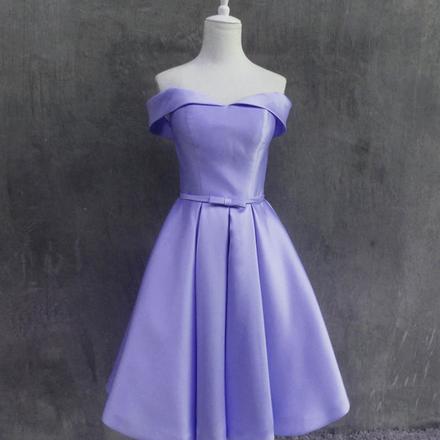 Beautiful Light Purple Short Satin Party Dress , Purple Homecoming ...
