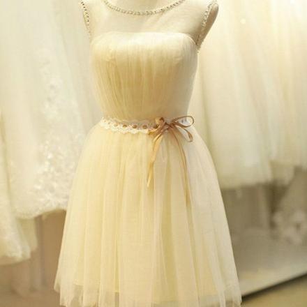 Pretty Champagne Tulle Flowers A Line Short 16th Birthday Outfits Formal Homecoming Dress Y9530