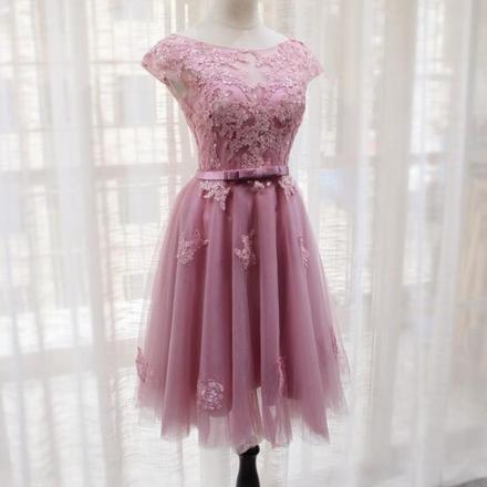 Elegant Cocktail Dress Pink Winter Formal Dresses Short Ombreprom Homecoming  Dress Pink Halter Tulle Lace