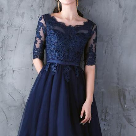 blue dress gameday Ever-Pretty Sequin Lace Midi Cocktail Dress with Short Sleeves main image 1