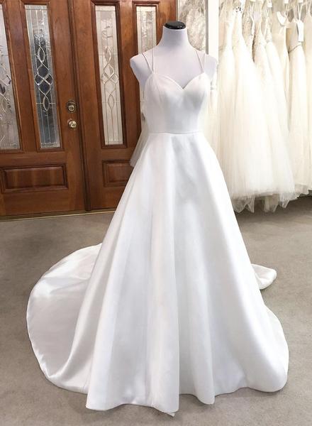 Sexy White Satin Back Open Long Prom Dress Simple Evening Dress With ...