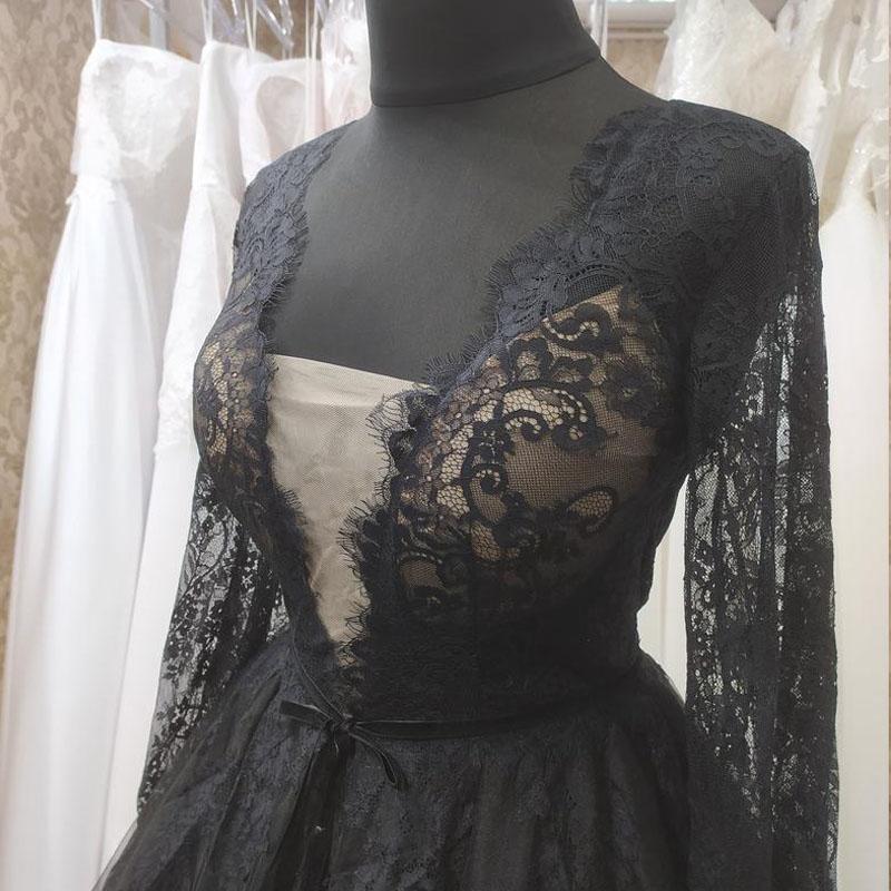 Black Deep V-neck Mesh A- Line High-end Evening Dress
