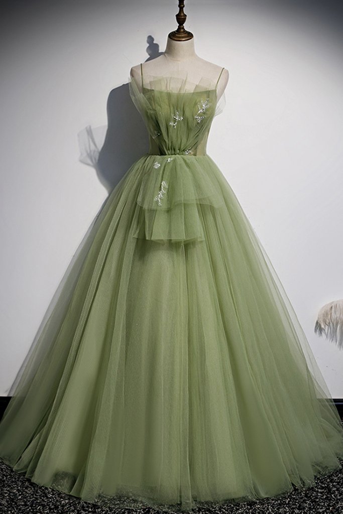 Green Tulle Long Sweet 16 Prom Dress Formal Dress, Evening Gown on Luulla