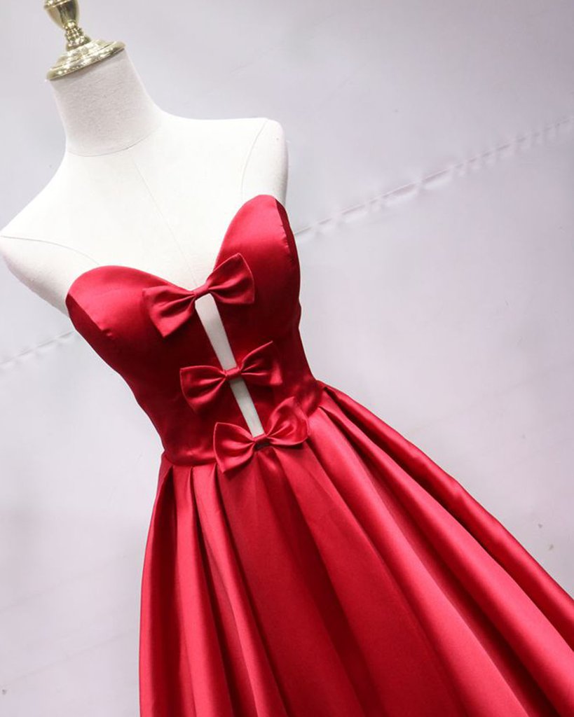 Red Sequin Cowl Neck Lace-Up Back High-Low Prom Dress Y5617