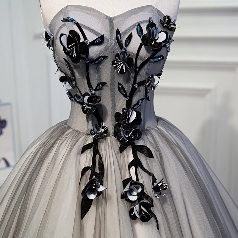 Cute A Line Sweetheart Tulle Black Short Homecoming Dresses with Appliques Y2725
