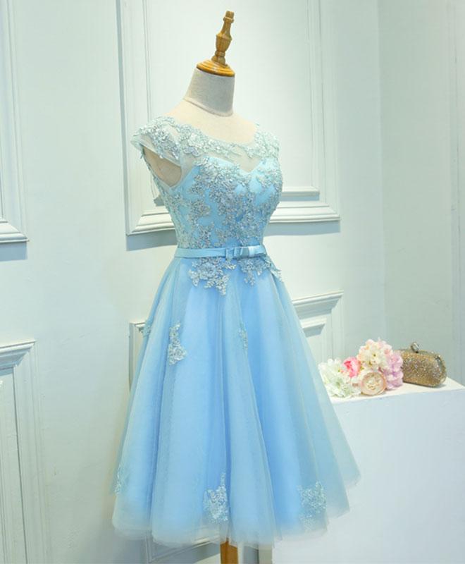 Light Blue Lace Tulle Short Prom Dress,homecoming Dress on Luulla