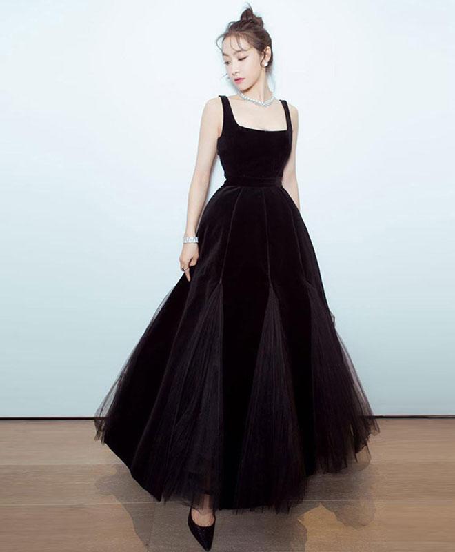 Black Velvet Tulle Tea Length Prom Dress,black Evening Dress on Luulla