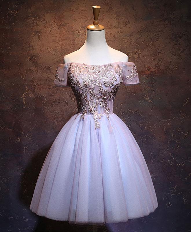 Mini Tulle Lace Short Prom Dress, Lace Cute Homecoming Dress main image 1