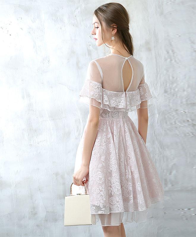 Cute Halter Lace Tulle Homecoming Short Prom Dress Y8502