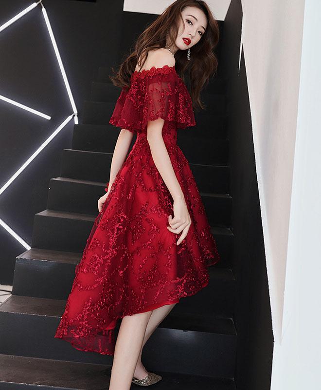 Burgundy Fashion Satin Short Tulle Homecoming Dress Prom Dress Birthday Party Dress gh4695 main image 1